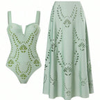 Damen Badeanzug mit elegantem Cut-Out-Design und passendem Maxirock R&B