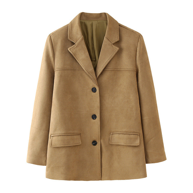 Damen Elegante Suede-Blazerjacke R&B
