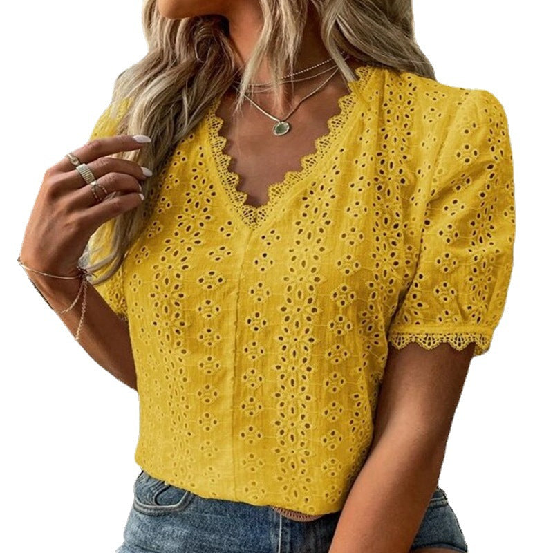 Damen Bluse mit Lochstickerei R&B