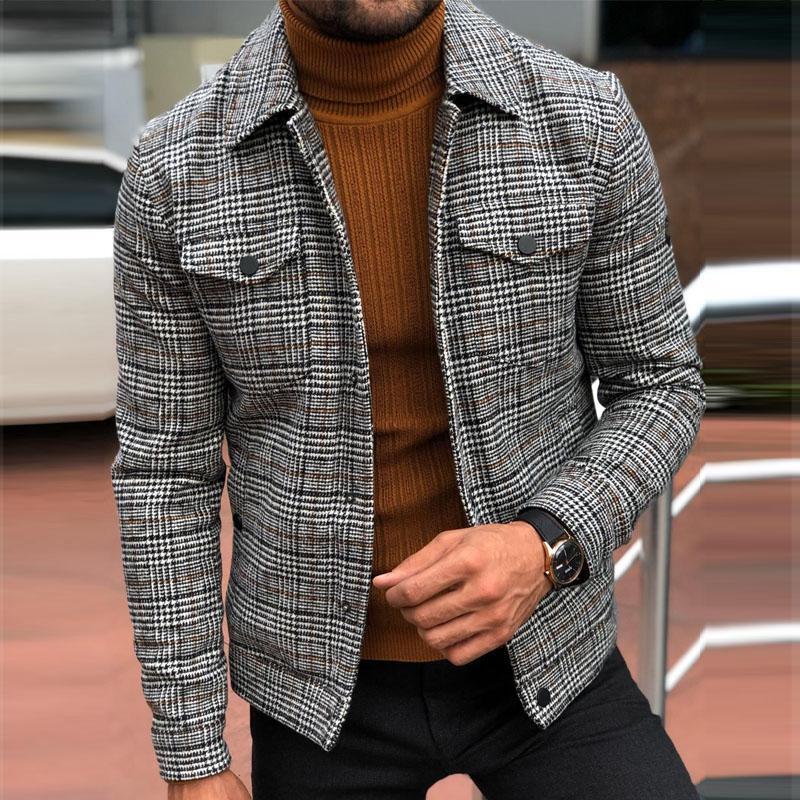 Herren modische Karojacke mit praktischen Brusttaschen und figurschmeichelndem Schnitt