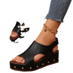Damen Wedge-Sandaletten mit modischen Ausschnitten und eleganten Perlendetails R&B