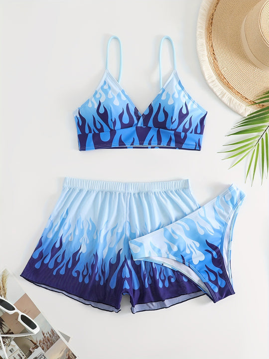 Damen Triangel-Bikini mit aufregendem Flammenmuster R&B