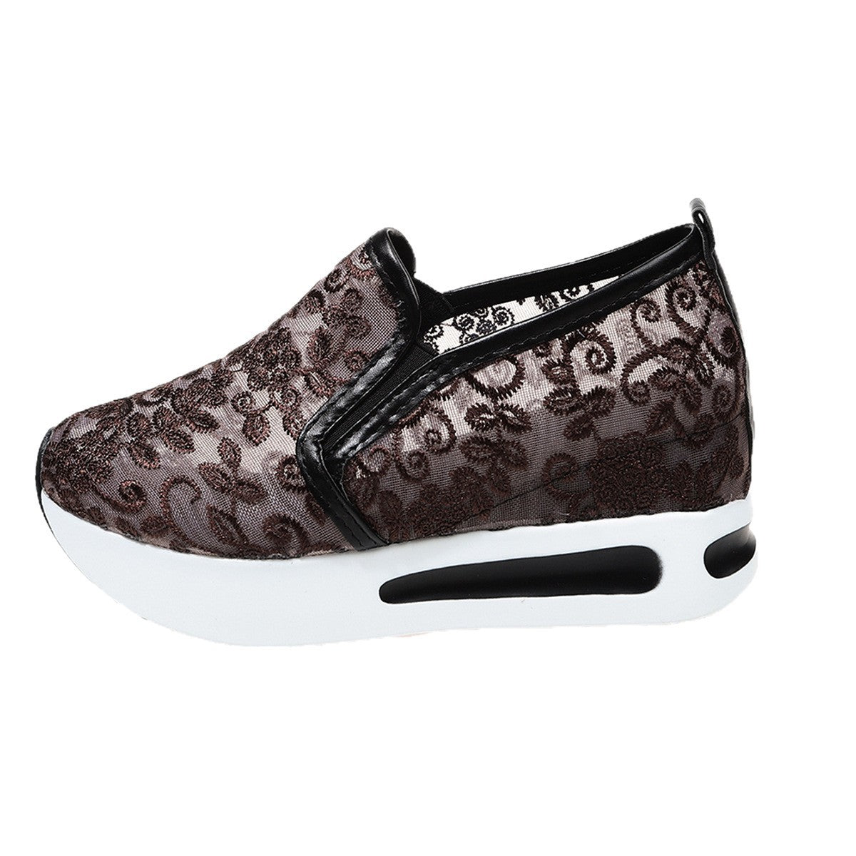 Damen Slip-On Sneakers mit romantischem Spitzen-Obermaterial