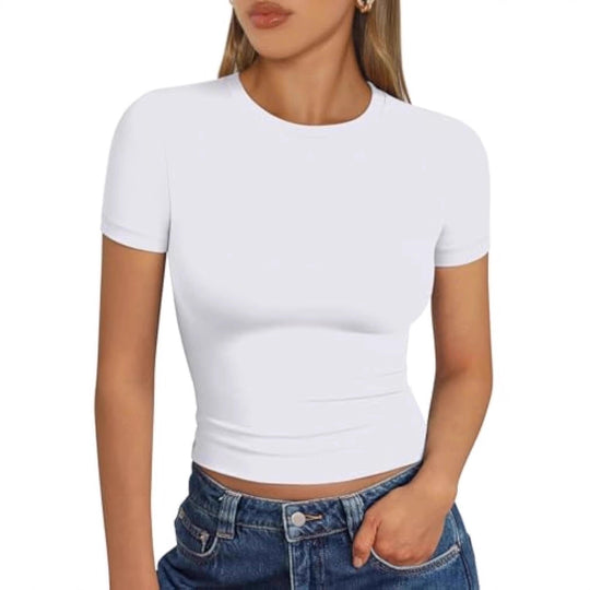 Damen figurbetontes Kurzarmshirt aus elastischem Material R&B