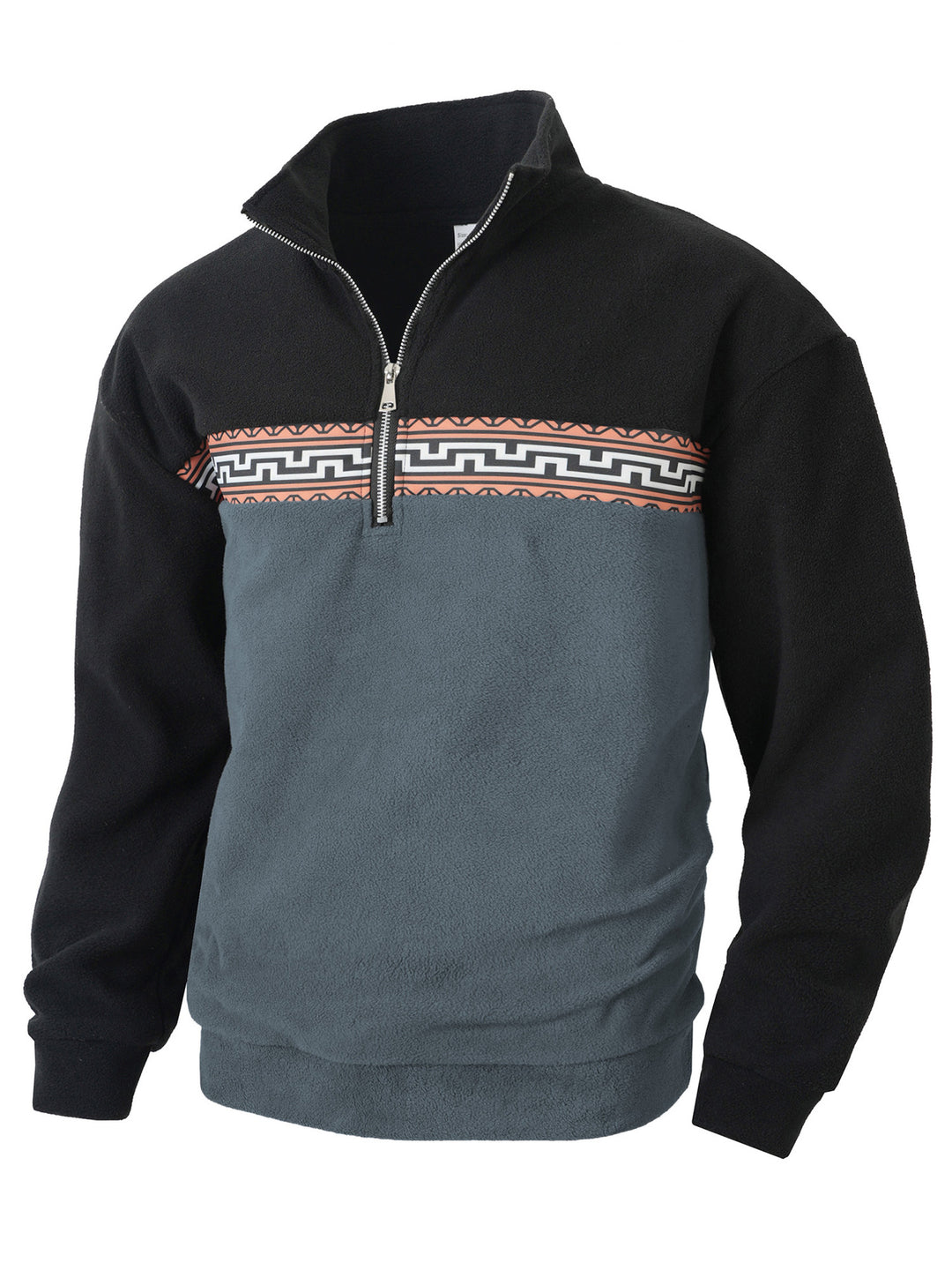 Herren Fleece Pullover mit modischem Stehkragen R&B