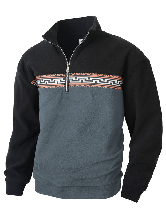 Herren Fleece Pullover mit modischem Stehkragen R&B