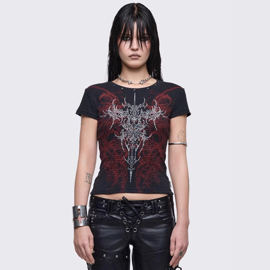 Damen Grafik-Print T-Shirt mit einzigartigem Design R&B