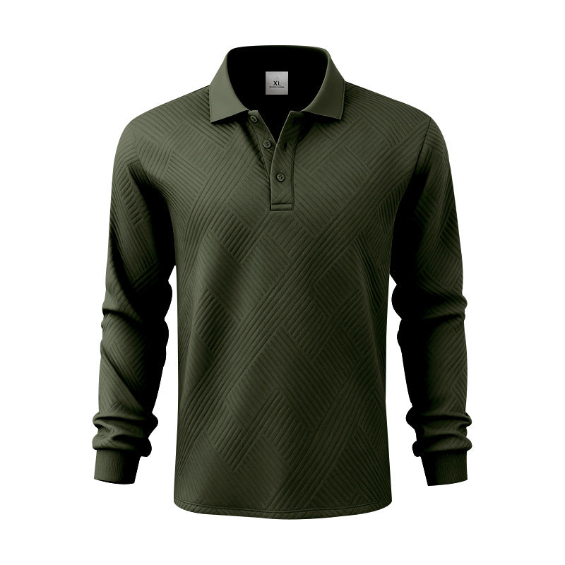 Herren nan langärmeliges Poloshirt aus strukturiertem Jacquardstrick R&B