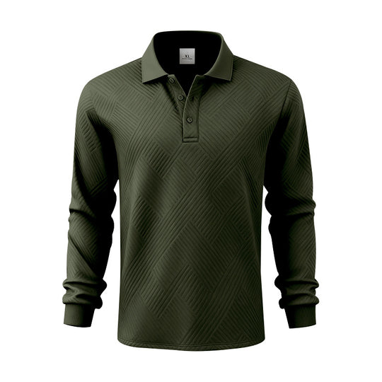 Herren nan langärmeliges Poloshirt aus strukturiertem Jacquardstrick R&B