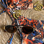 Damen Triangel-Bikini mit verstellbaren Trägern und animalischem Muster R&B