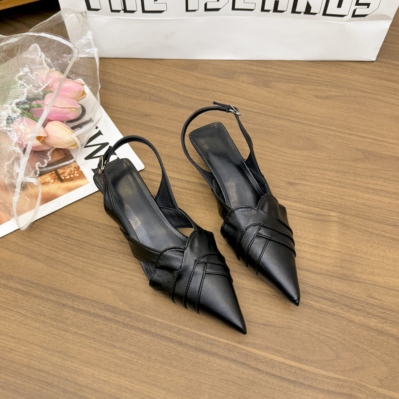 Damen elegante Slingback-Schuhe mit spitzem Zehenbereich R&B