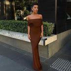 Damen Off-Shoulder Maxikleid R&B