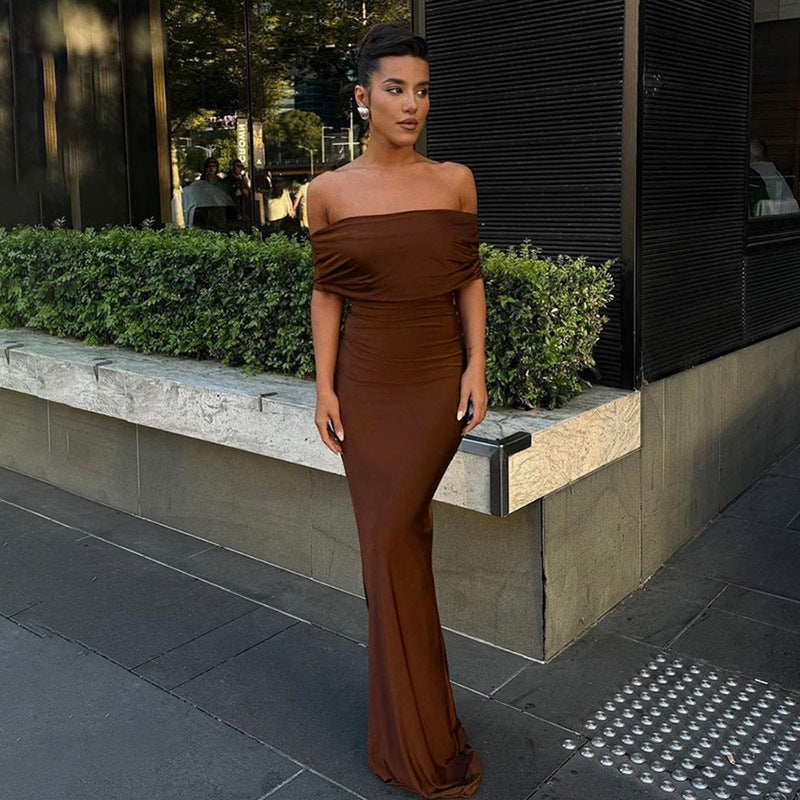 Damen Off-Shoulder Maxikleid R&B