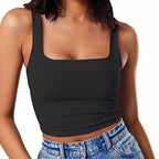 Damen Crop-Top mit quadratischem Ausschnitt und schmalem Schnitt R&B