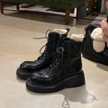 Damen Schnürstiefel mit robustem Blockabsatz und wärmendem Innenfutter
