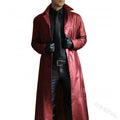 Herren Langer Vegan-Leder Trenchcoat