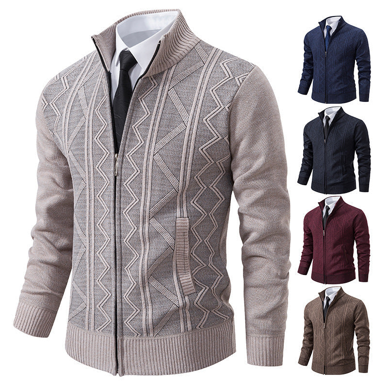Herren Strickjacke mit modernem Zopfmuster R&B