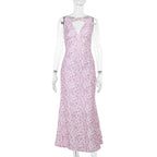Damen Maxikleid mit elegantem V-Ausschnitt und floralem Muster R&B