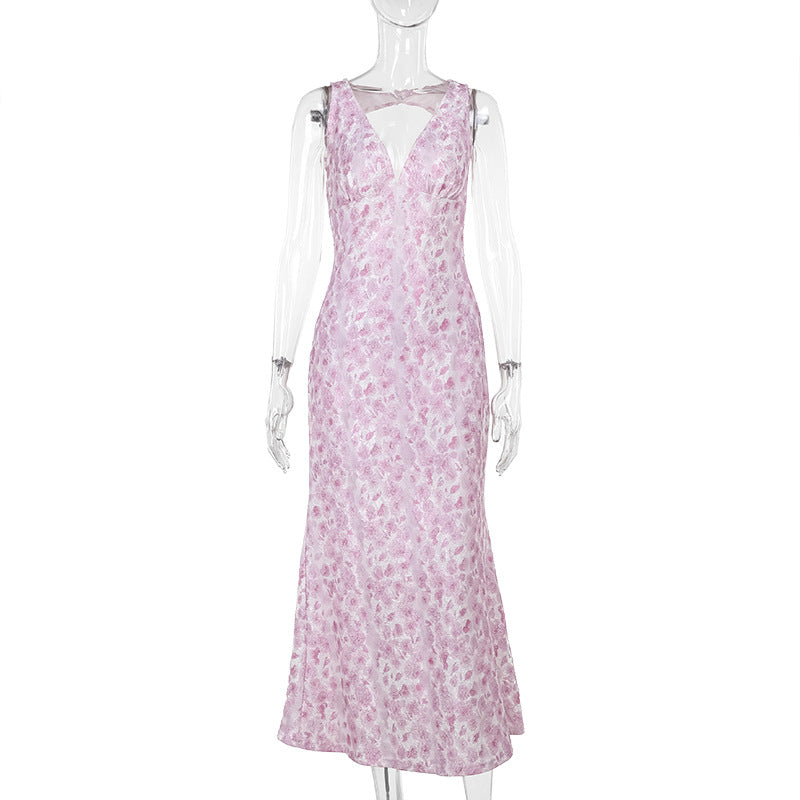 Damen Maxikleid mit elegantem V-Ausschnitt und floralem Muster R&B