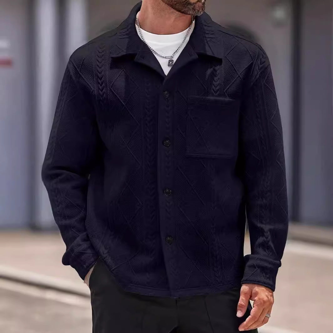 Herren Strickhemd mit modernem Design und strukturiertem Gewebe R&B