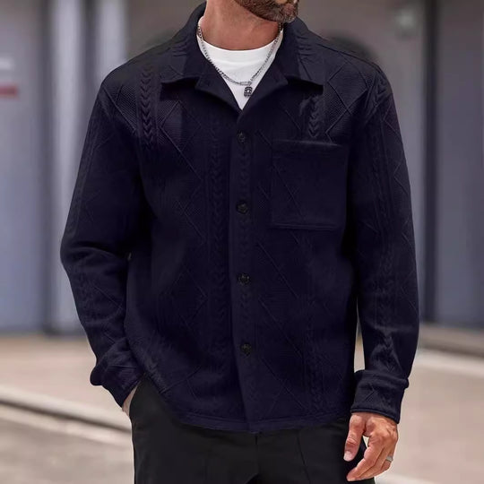 Herren Strickhemd mit modernem Design und strukturiertem Gewebe R&B