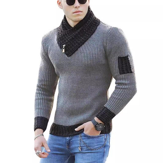 Herren strukturierter Pullover mit modernem Stehkragen R&B