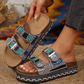 Damen Bequeme Riemensandalen mit Funkelnden Akzenten und Verstellbaren Riemen R&B