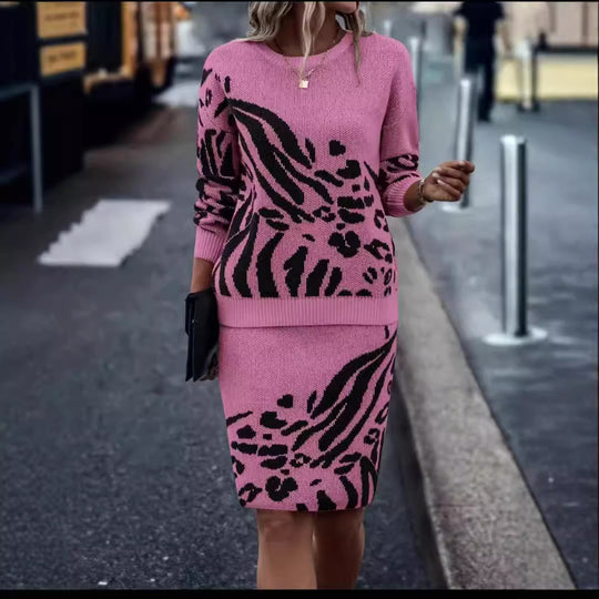 Damen Strickkleid im Leopardenmuster R&B