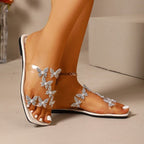 Damen Elegante Sandalen mit transparentem Riemen und floralem Design R&B