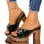 Damen Glamouröse Plateau-Sandalen mit modischem Schnallen-Design
