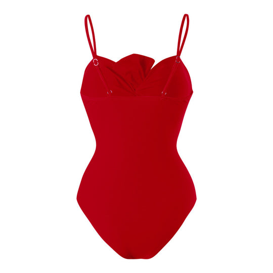 Damen Einteiler Badeanzug mit verstellbaren Trägern und eleganter Raffung R&B