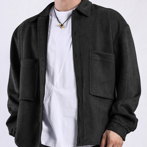 Damen lässige Overlay-Jacke mit praktischen Taschen und modernem Kragen R&B