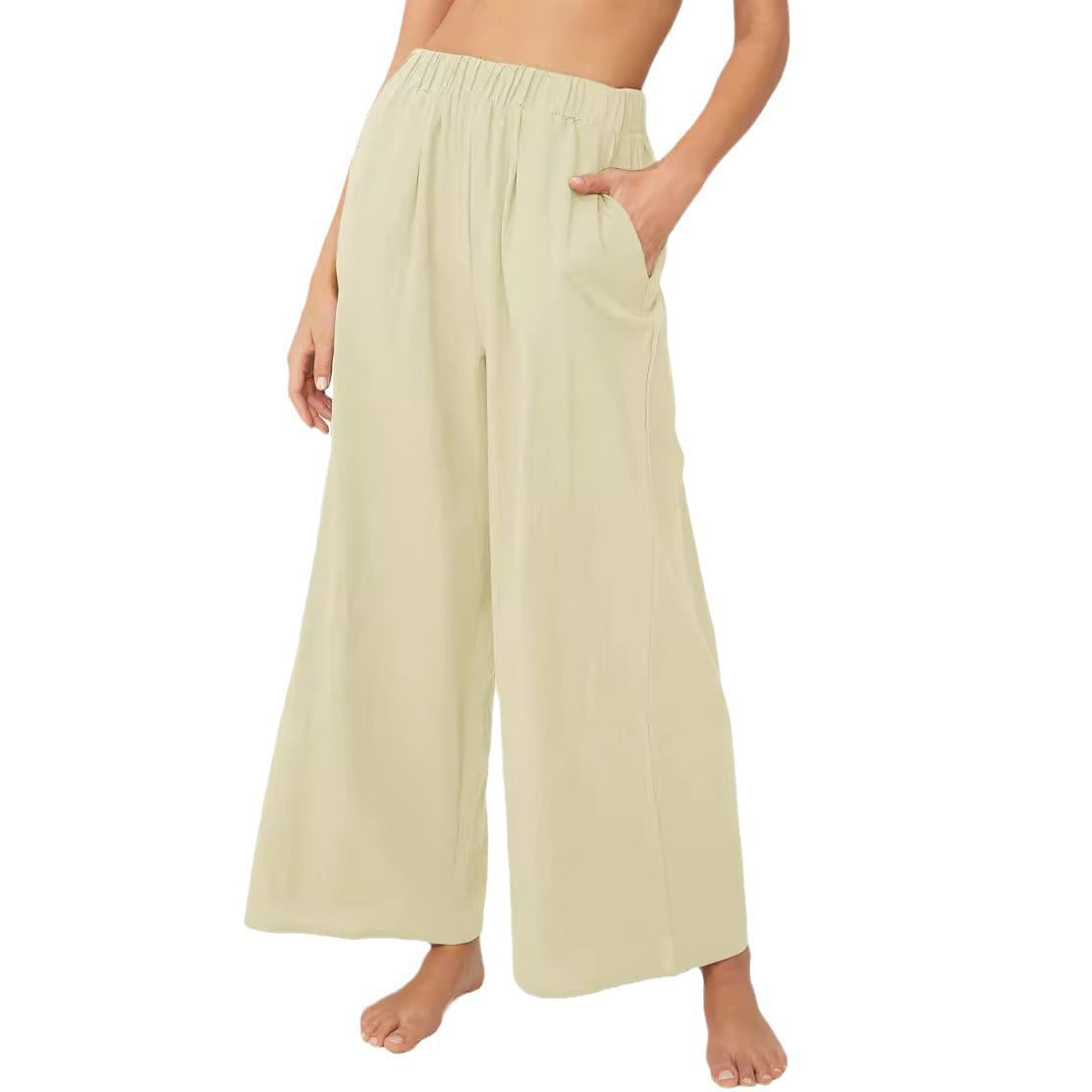 Damen Weit geschnittene Sommerhose mit elastischem Bund und praktischen Seitentaschen R&B