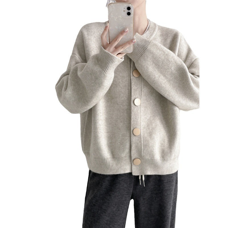Damen Grob gestrickter Cardigan mit dekorativen Knöpfen und lässigem Schnitt R&B
