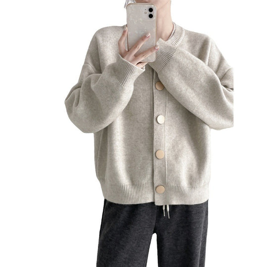 Damen Grob gestrickter Cardigan mit dekorativen Knöpfen und lässigem Schnitt R&B