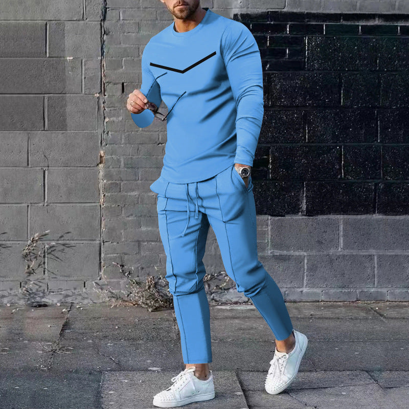 Herren Sportliches Freizeit-Set mit atmungsaktivem Langarmshirt und bequemen Jogginghosen R&B