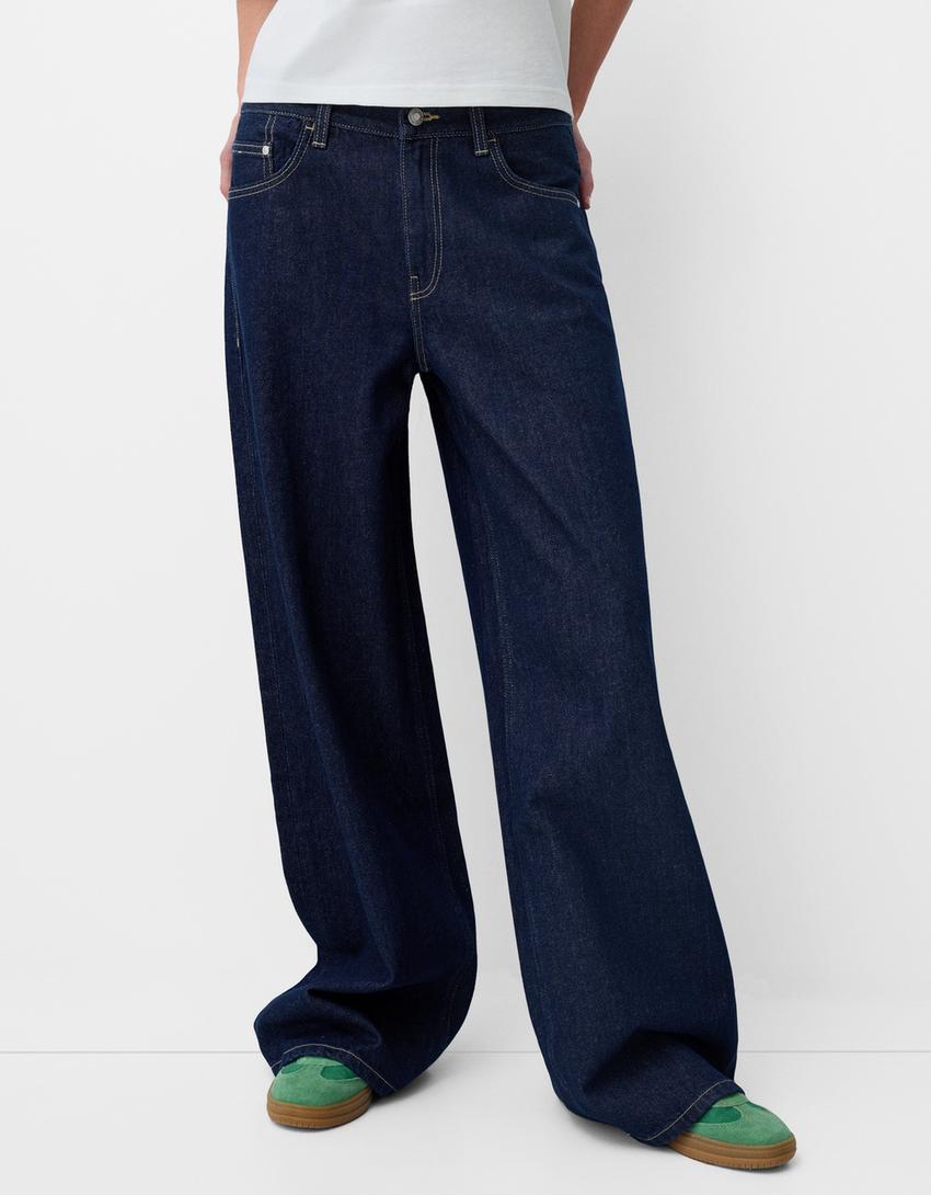 Damen Weite High-Waist Denim-Jeans mit bequemem Sitz