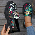Damen Mokassins mit floralem Design und glänzender Kettenapplikation R&B