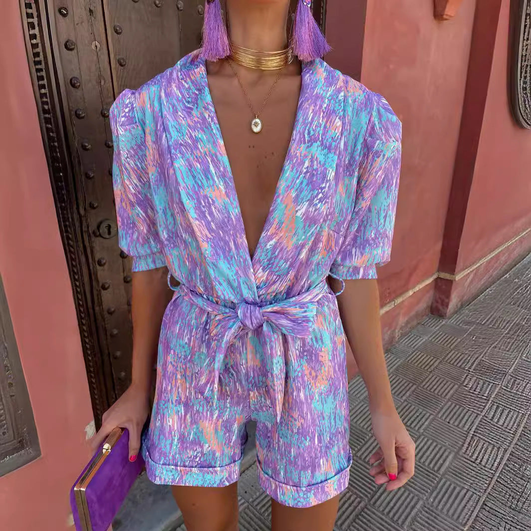 Damen LR&Bhaftes Print Lässiger Jumpsuit R&B