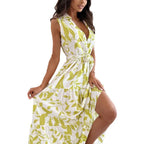 Damen Maxikleid mit floralem Schnitt und seitlichem Schlitz R&B