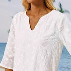 Damen Tunika-Kleid mit floralem Stickdesign R&B