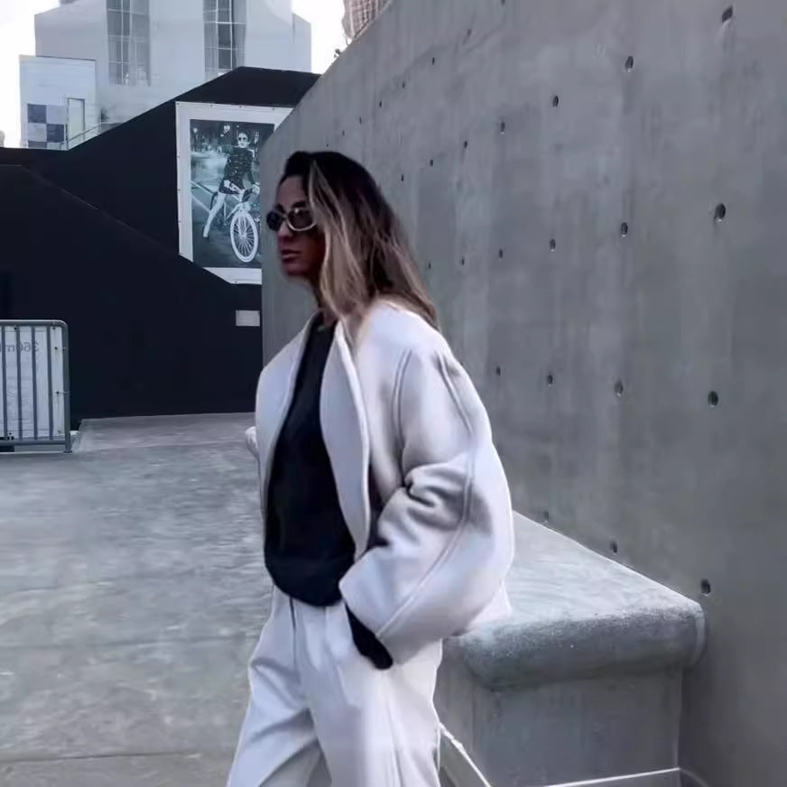 Damen Oversized Blazer mit asymmetrischem Design und eleganter Drapierung R&B