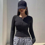 Damen Langarmshirt mit Knopfleiste R&B