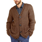 Herren lässige Strickjacke mit tiefem V-Ausschnitt und großzügigen Taschen R&B