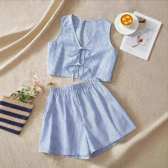 Damen Lounge-Wear Set mit Raffung und Rückenschnürung R&B