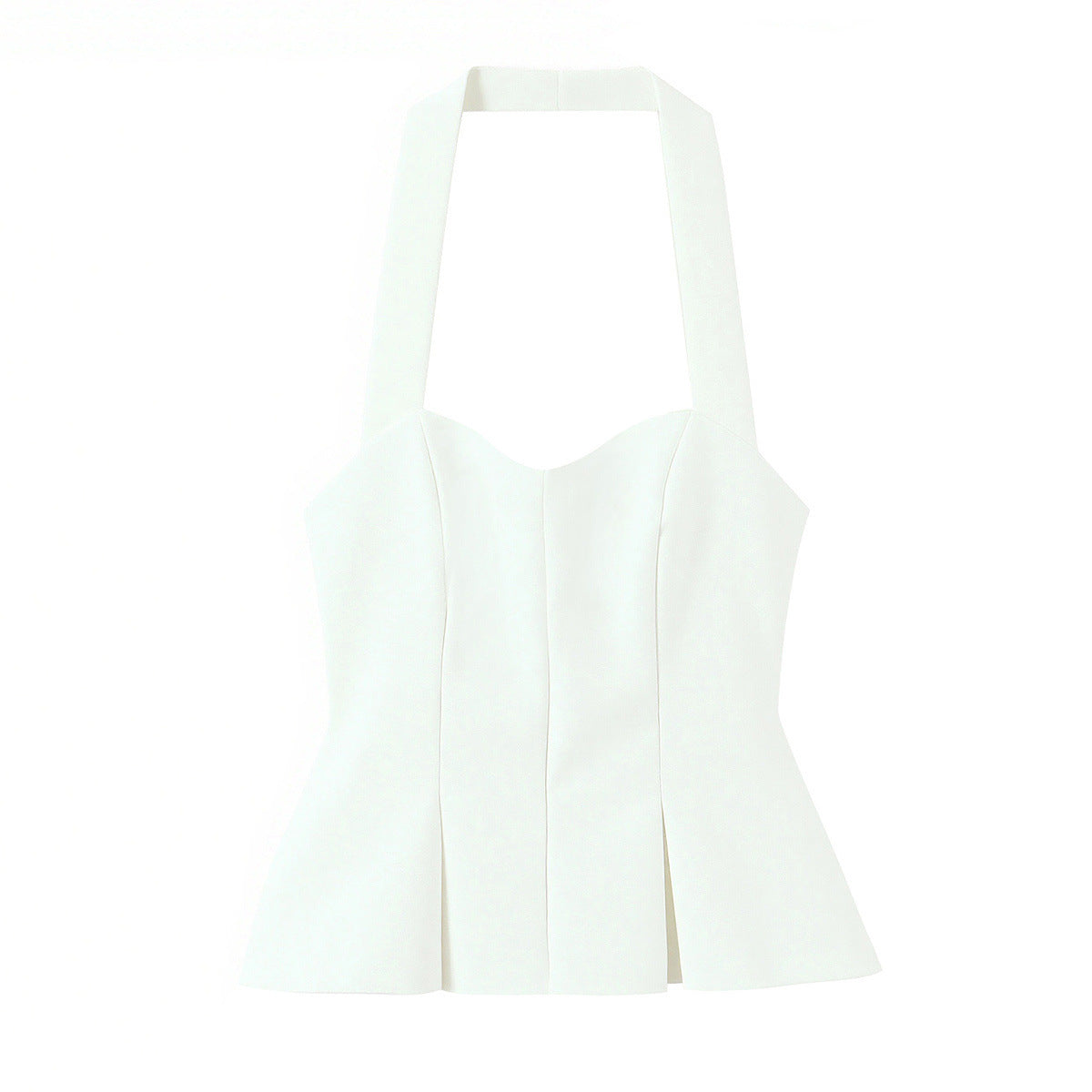 Damen schicke Bustier-Bluse mit taillierter Silhouette und dekorativem Halterneck R&B