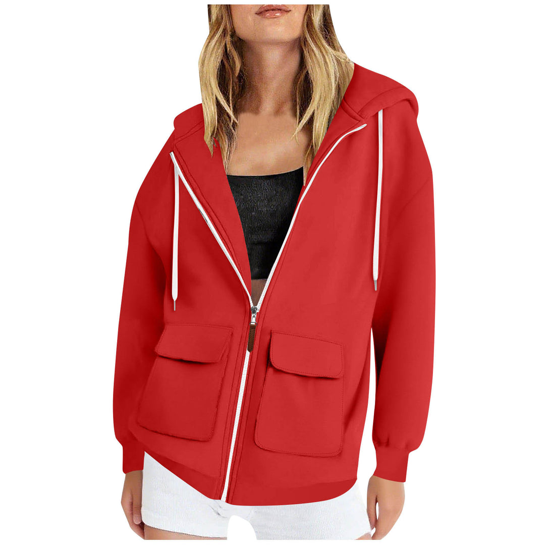 Damen lässige Kapuzenjacke mit großen Taschen R&B