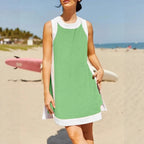 Damen lässiges Strandkleid mit kontrastierenden Abschlüssen und moderner Silhouette R&B