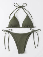 Damen Triangel-Bikini-Set mit verstellbaren BindR&Bändern und texturiertem Stoff R&B