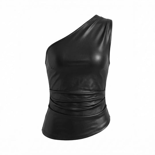 Damen asymmetrisches Top aus Kunstleder R&B